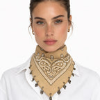 Paliacate Tradicional Multiusos Accesorio Unisex 55x55cm Beige Geométrico Unitalla