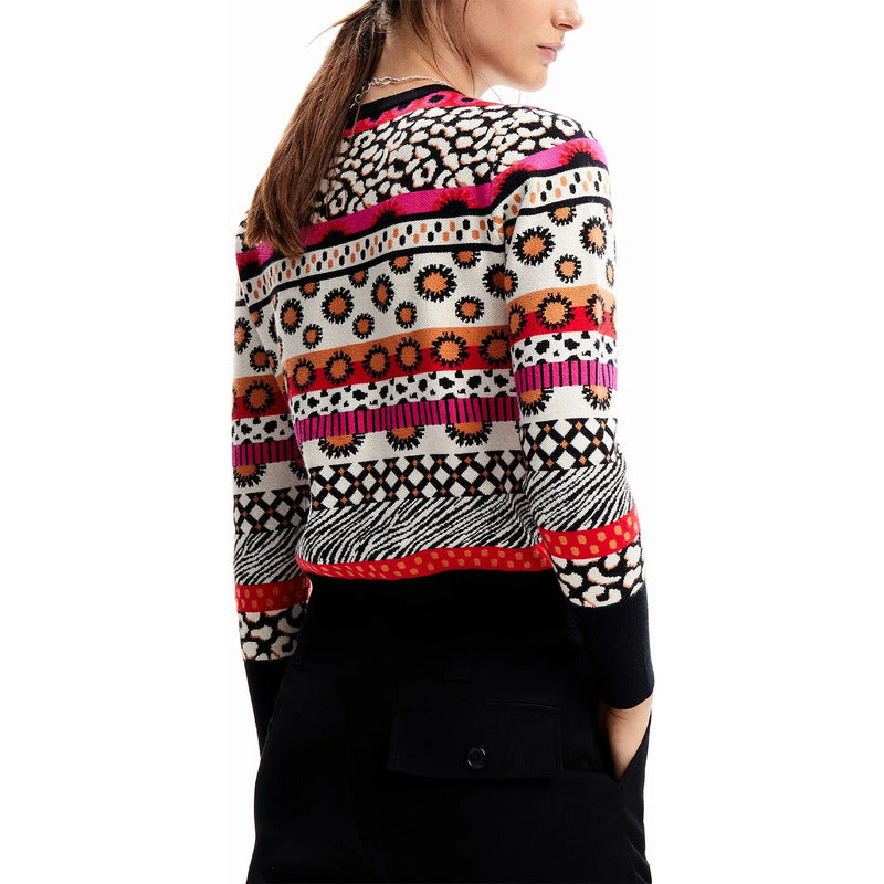 Suéter Casual Para Mujer Estampado Original Marca Desigual® Multicolor 23wwjf49