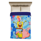 Cobertor Borrega Matrimonial 1.80x2.2m Infantil Providencia® Color Multicolor Diseño De La Tela Bob Esponja Azul 2 Kg