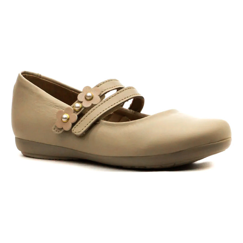 Flats Casuales Para Niñas Mod.45106l Marca Coqueta Y Audaz® Beige Lisa 20 Mx