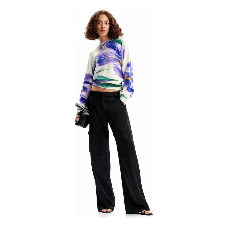 Suéter Suave Para Mujer 23wwjf04/1001 Marca Desigual® Multicolor Desenfocado S