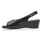 Sandalia Cuña Baja Para Mujer Mod.123717 Marca Flexi® Negro Liso 24.5 Mx