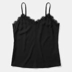 Blusa Casual Con Encaje Para Mujer Mod.4420 Marca Exotica® Negro Lisa Ch