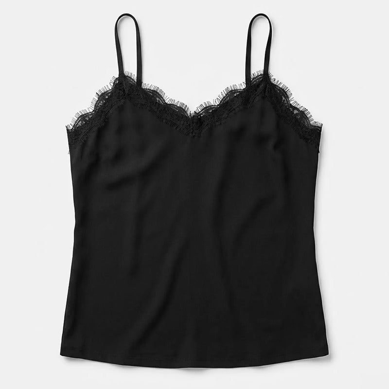 Blusa Casual Con Encaje Para Mujer Mod.4420 Marca Exotica® Negro Lisa Eg
