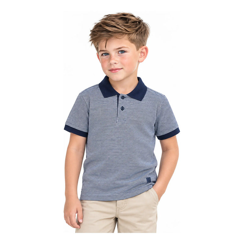 Playera Polo Para Niño Mod. 3105 Marca Mayoral® Marino 7 Años Lisa
