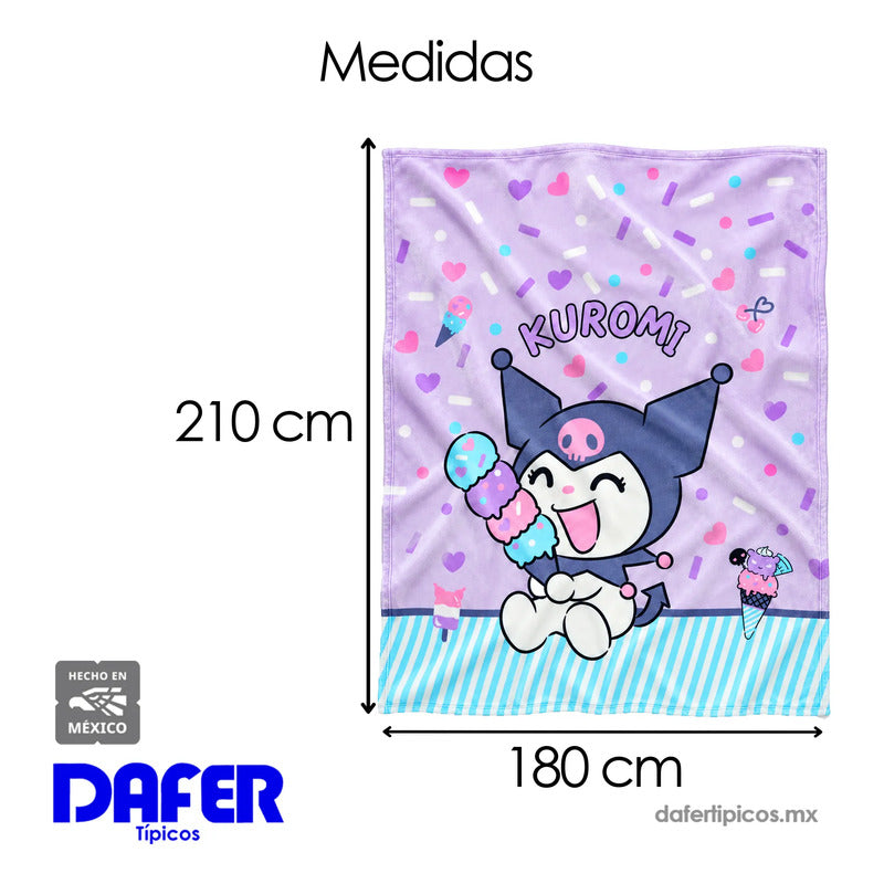 Cobertor Ligero Super Suave Matrimonial Diseños Providencia® Kuromi 850 G Multicolor