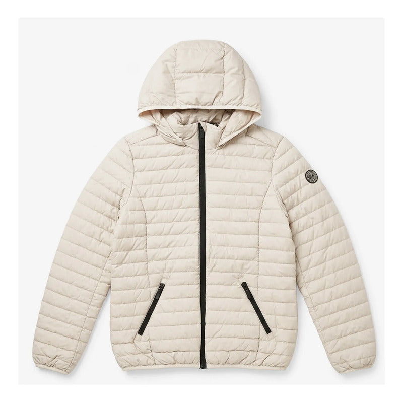 Chamarra De Pluma Para Mujer Dw90-pol7642 Greenlander® Beige Ch Capitonado