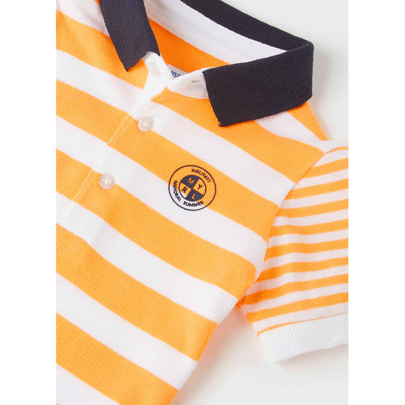 Playera Polo Para Bebé Mod.1104 Mandarina Marca Mayoral® Mandarina Rayas 12 Meses