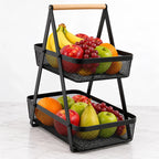 Frutero De Doble Piso Rectangular De Malla De Hierro Nuvó® Negro 1759-166
