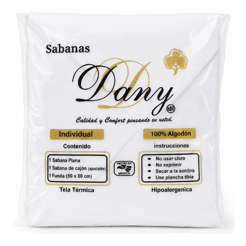 Juego De Sábanas Individual  Algodón Y Poliéster + 1 Funda Blanco Liso