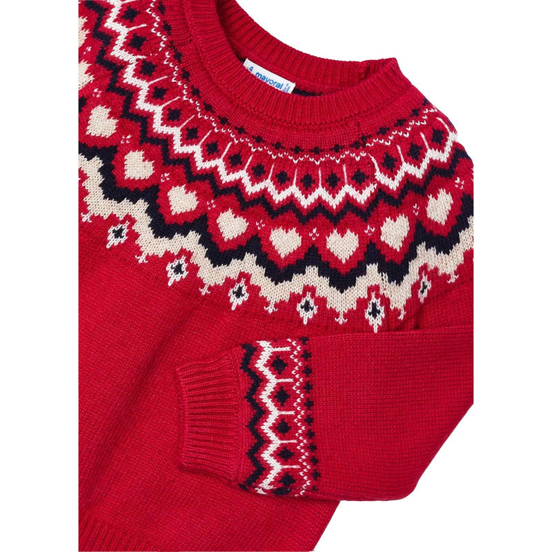 Suéter Jacquard Tejido Para Niña Mod.4358 Marca Mayoral® Rojo Tejido 2