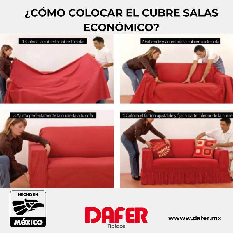 Cubresalas Económico Liso 3 Plazas Faldón Ajustable
