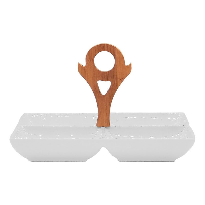 Botanero De Pocelana 4 Compartimentos Mod.pser4 Blanco