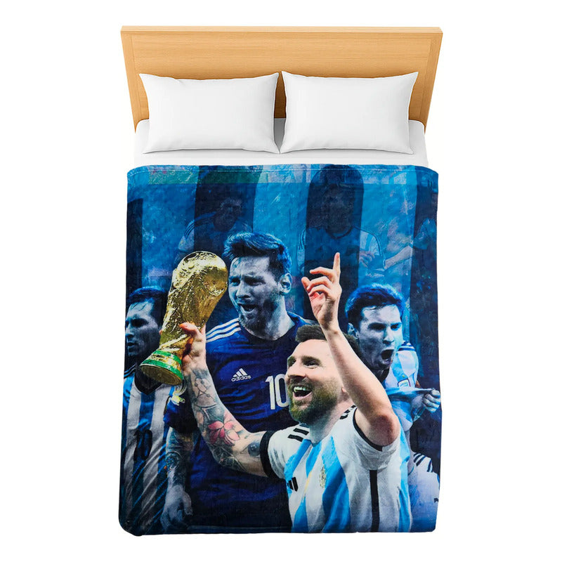 Frazada Ligera Super Suave Matrimonial Futbol Providencia® Equipo 500 G Messi