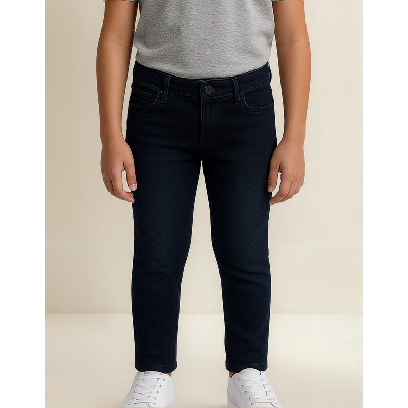 Pantalón Mezclilla Para Niño Mod.7585 Marca Mayoral® Azul Oscuro Liso 12