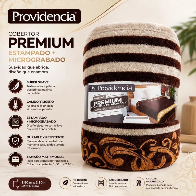 Cobertor Ligero Micrograbado 1.80x2.10m Providencia® Premium Asuan 1 Kg Beige