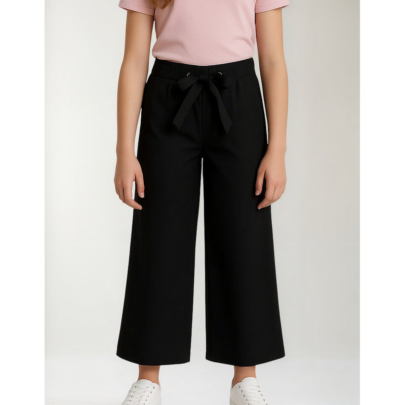 Pantalón Cropped Con Lazada De Punto Roma Mod.6577 Mayoral® Negro Liso 18