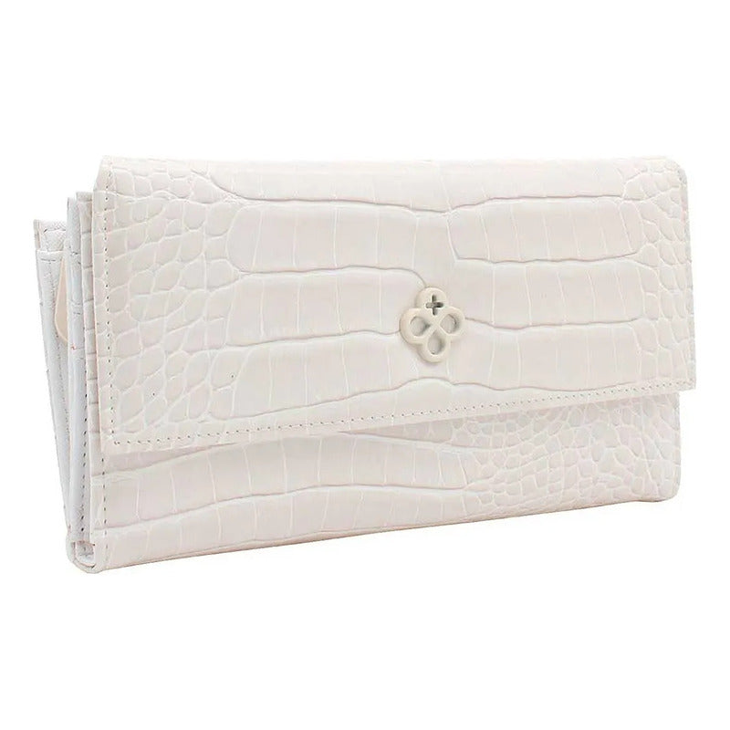 Cartera Mediana Crossbody Para Dama Mod. Ji 532 Jaime Ibiza® Blanco Croco Croco