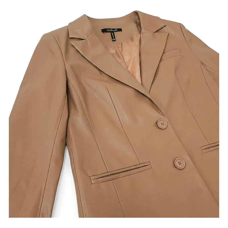Blazer Vinipiel Para Mujer Mod. T23200 Marca Bobois® Camello M Lisa
