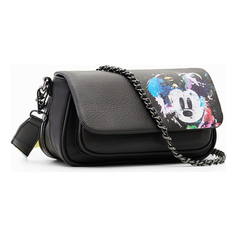 Bolso Bandolera Efecto Piel Mod.23saxpa7/2000 Desigual® Negro Lisa Níquel Multicolor