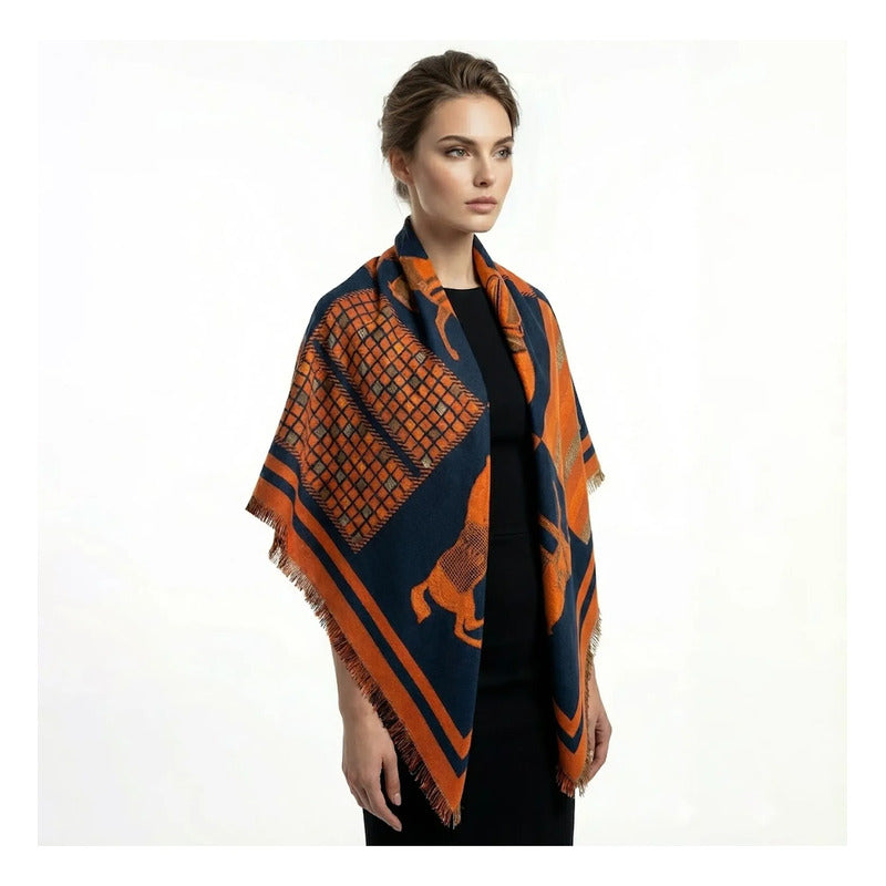 Chalina Chal Casual Suave Para Mujer 130x130cm Multiusos Multicolor Caballos Unitalla