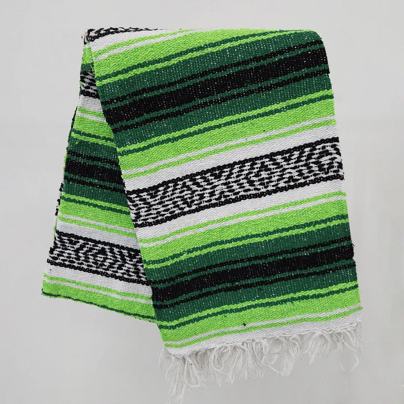 Falsa Artesanal 1.90m X 1.20m Cobija Multiusos Mexicana Geométrico 1 Kg Verde Lima