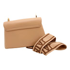 Bolso Crossbody Mod. 2432 Para Mujer Marca Jaime Ibiza® Taupe Lisa/rayas Oro Marrón Claro