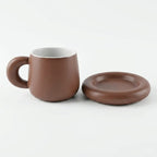 Taza Con Base De Cerámica Mate Mod.1744-84 Top Choice® Marrón Claro Liso