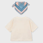 Blusa Con Mascada Para Niña Mod.3009 Marca Mayoral® Hueso Lisa 9 Años