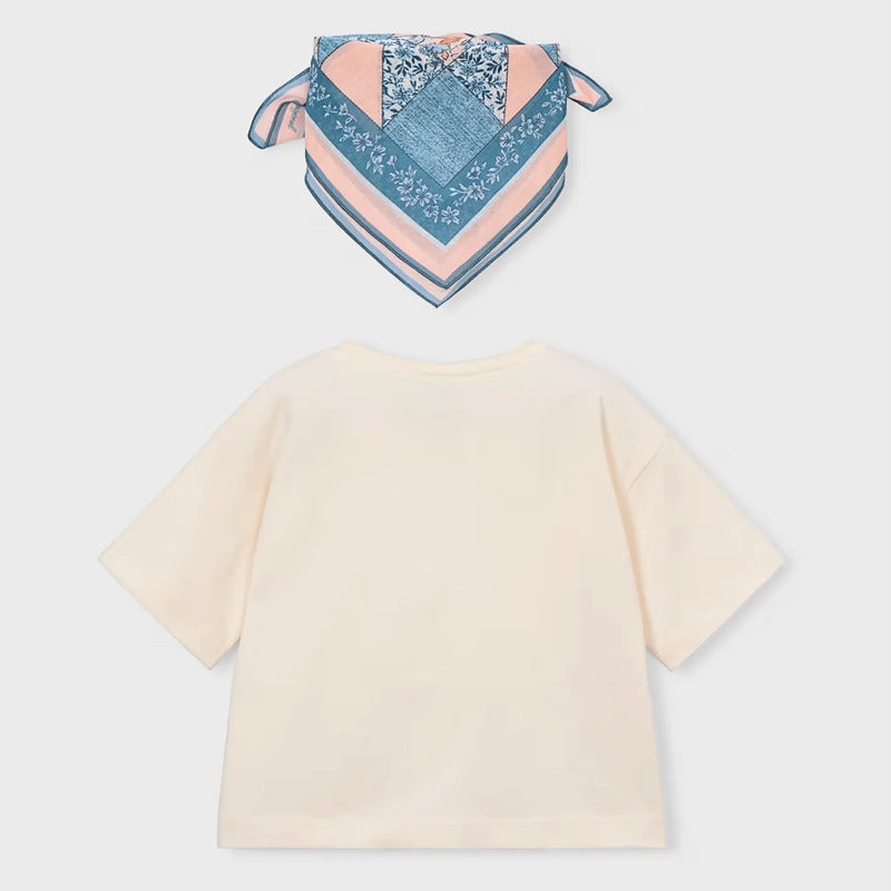 Blusa Con Mascada Para Niña Mod.3009 Marca Mayoral® Hueso Lisa 8 Años