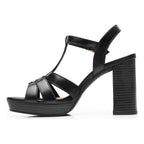 Sandalia Tacón Alto Para Mujer Mod.134401 Marca Flexi® Negro Liso 23.5 Mx