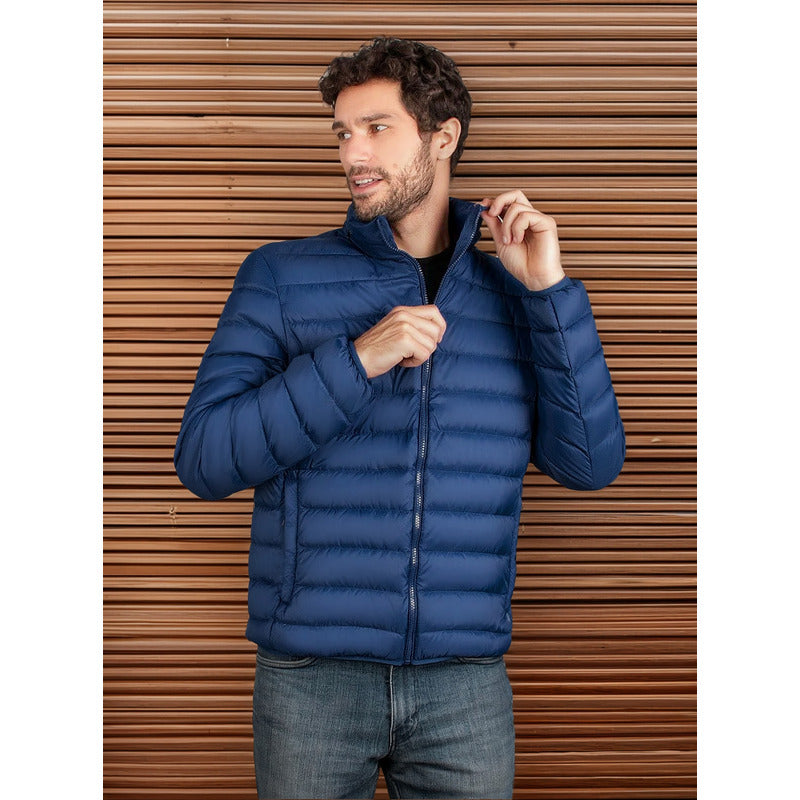 Chamarra De Pluma Ligera Packable Cw83-pol8666 Greenlander® Azul M Capitonado