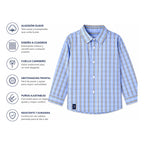 Camisa Semiformal Para Bebé Cuadros Manga Larga Mayoral® Celeste Cuadriculado 6 Meses