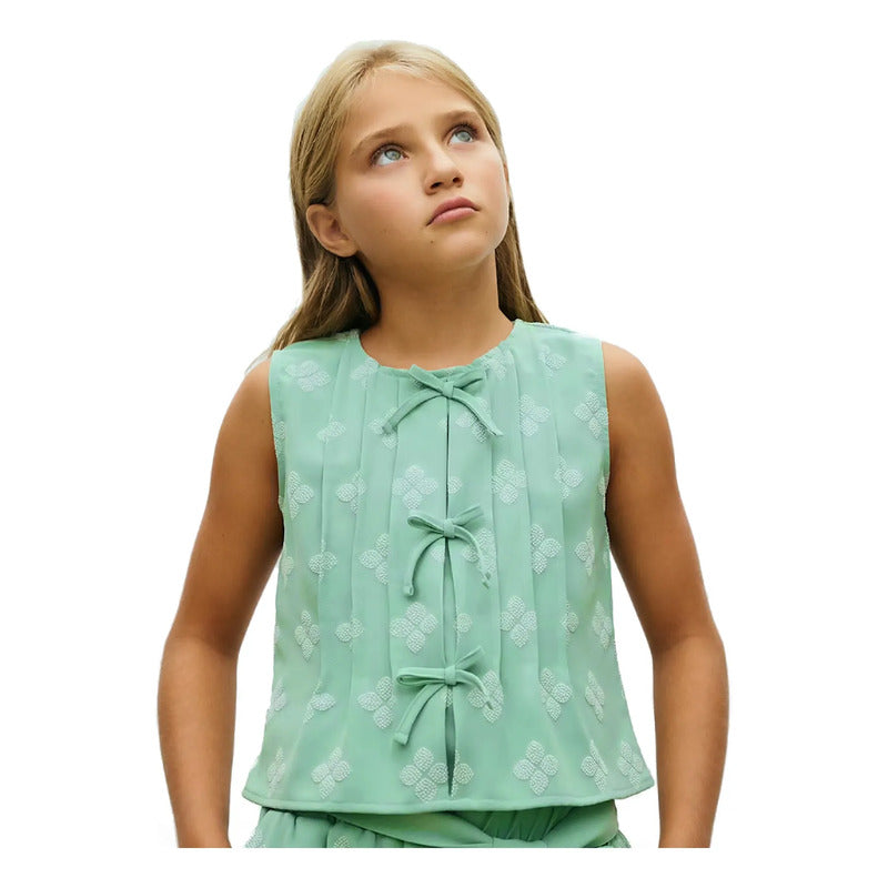Blusa Top Juvenil Mujer Casual Mod. 6023 Marca Mayoral® Salvia Floreado 16 Años