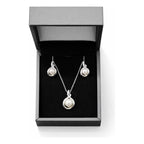 Set Joyería Elegante Collar Y Aretes Entrelazado Con Perla Plateado