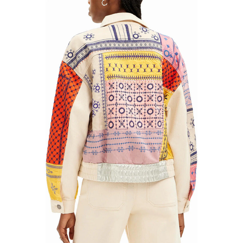 Chaqueta Vaquera Corta Con Bordado 24swed02/4037 Desigual® Multicolor L Geométrico