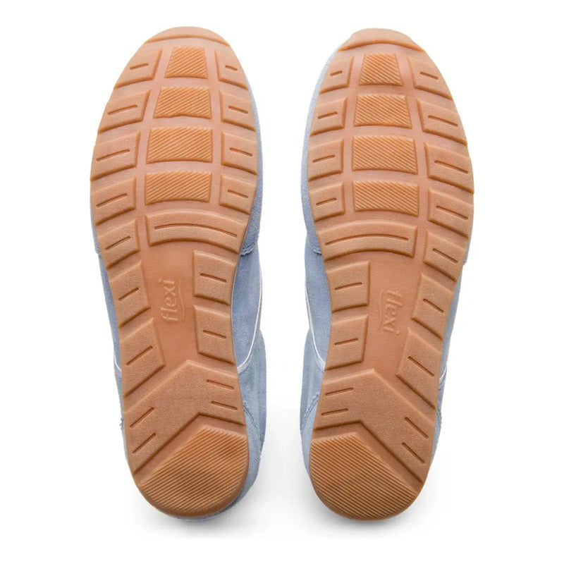 Tenis De Gamuza Para Mujer Mod. 140304 Marca Flexi® Celeste Gamuza 25 Mx
