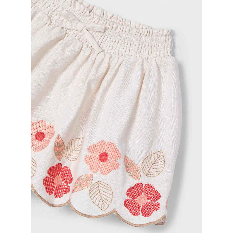 Falda Casual Bordada Para Niña Mod.3903 Marca Mayoral® Beige Floreado 2 Años