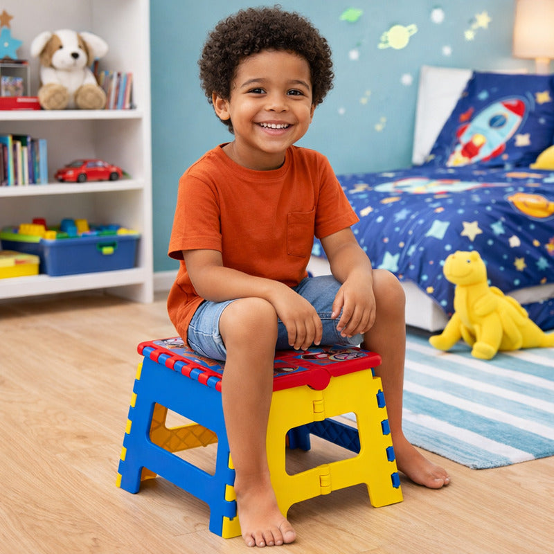 Banco Plegable Estampado Para Niños Marca Fun Kids®envio Liso Multicolor