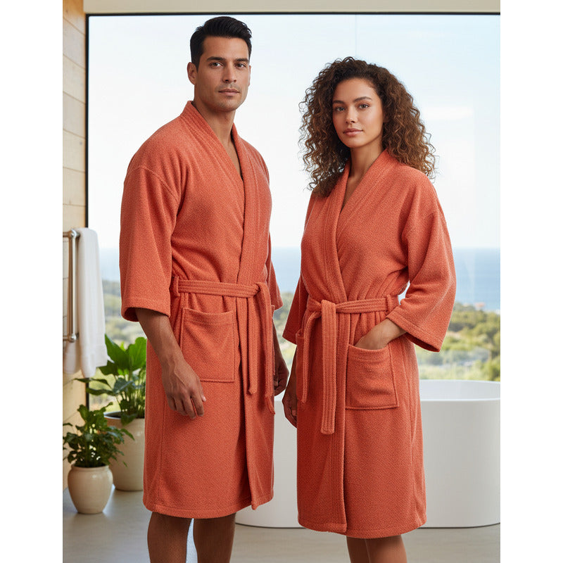 Bata De Baño Unisex Absorbente Unitalla Tela Suave Ligera