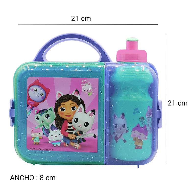 Lonchera Infantil De Plástico Con Botella Diseños Varios