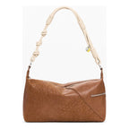 Bolso Para Mujer Con Bordado Mod.26saxp Marca Desigual® Chocolate Bordado Níquel Beige