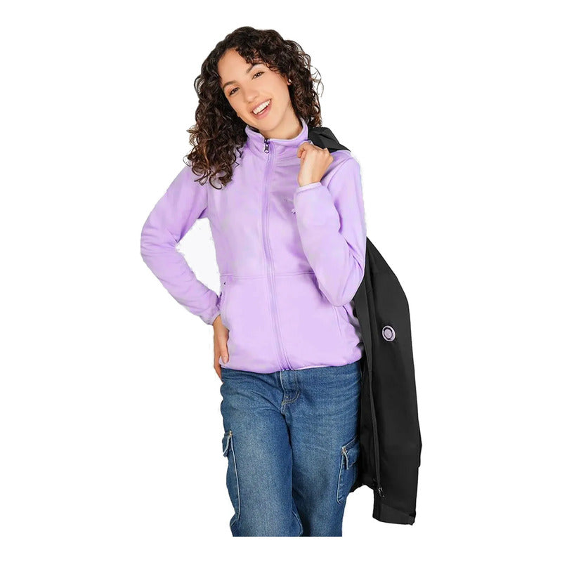 Chamarra + Sudadera Para Dama Mod. Dw89-pol8159 Greenlander® Negro/lila M Liso