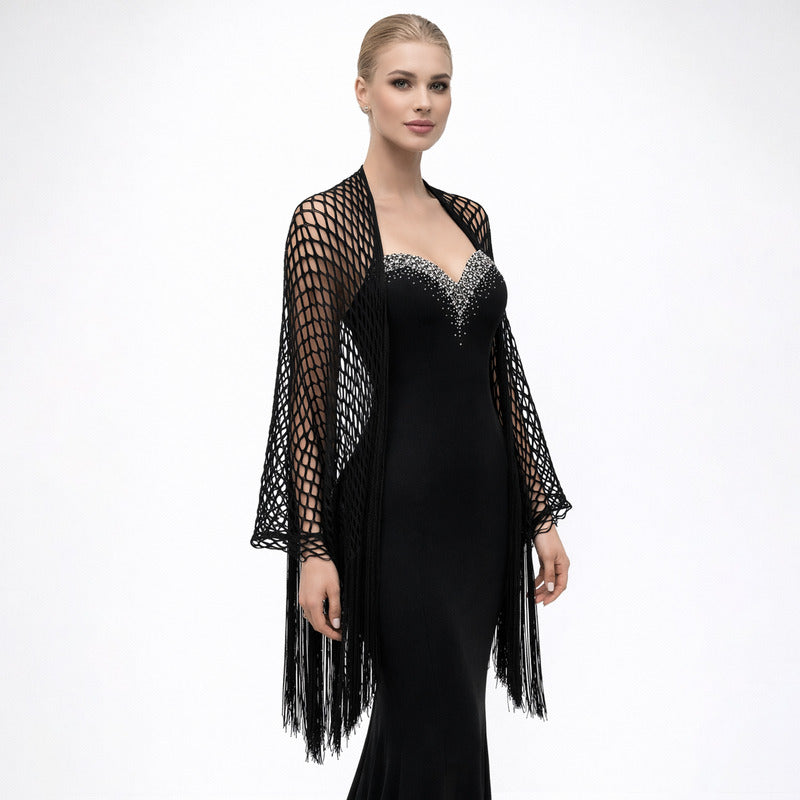 Chalina Calada Elegante Para Mujer Formal/casual Negro Negro Calado Unitalla