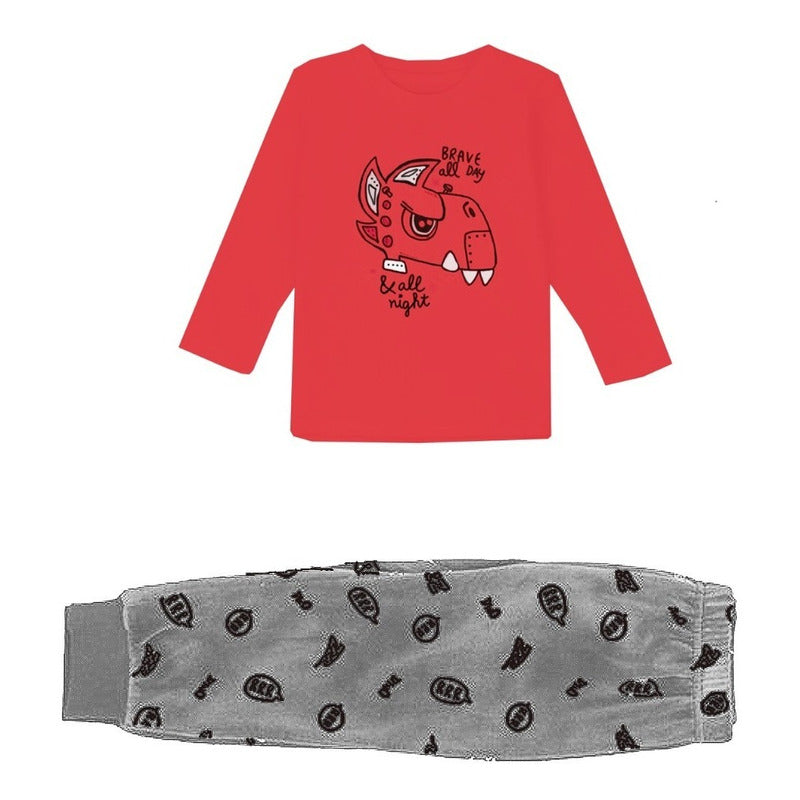 Pijama Para Niño Pantalon+playera Dinosaurio 125p002 Losan®