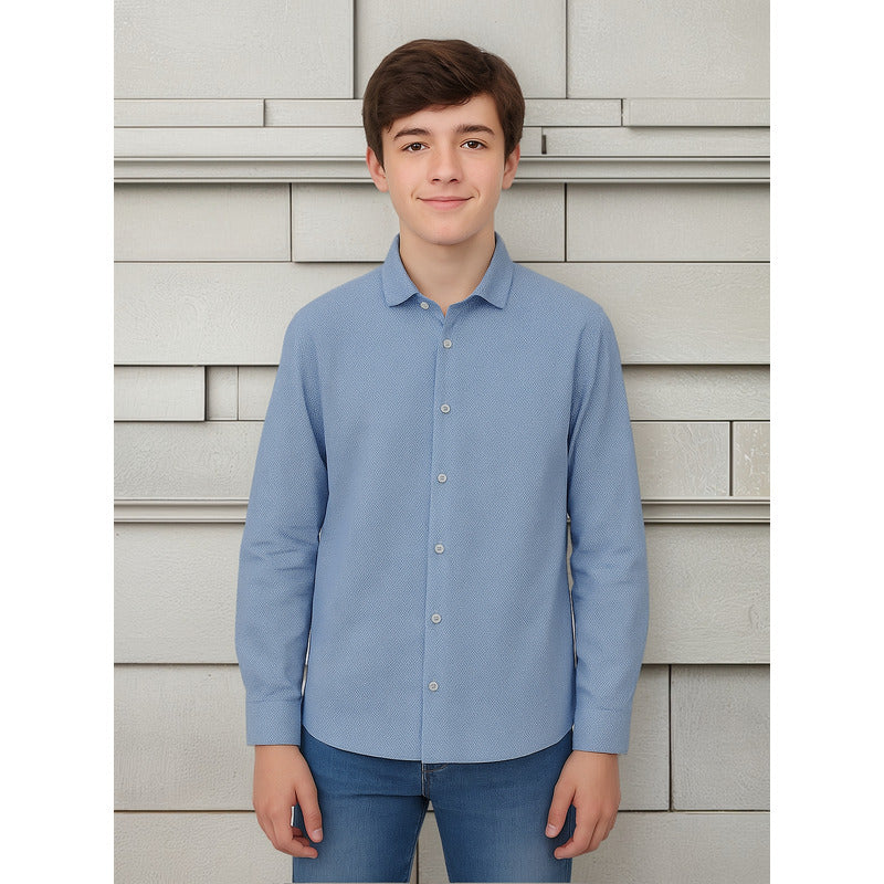 Camisa Casual Para Niño Mod.6142 Marca Mayoral® Azul Claro Puntos 12 Años