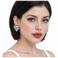 Aretes De Corazón Para Mujer Bisutería Fina Plateados 4cm Plateado