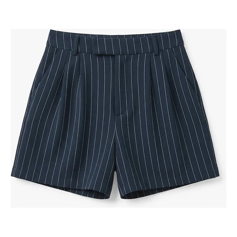 Short Semi Formal Para Mujer Mod. Sg00149 Marca Ferriano® Marino Rayas M