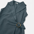 Conjunto Formal Para Mujer Mod.3541 Marca Okey® Azul Petróleo Lisa 34