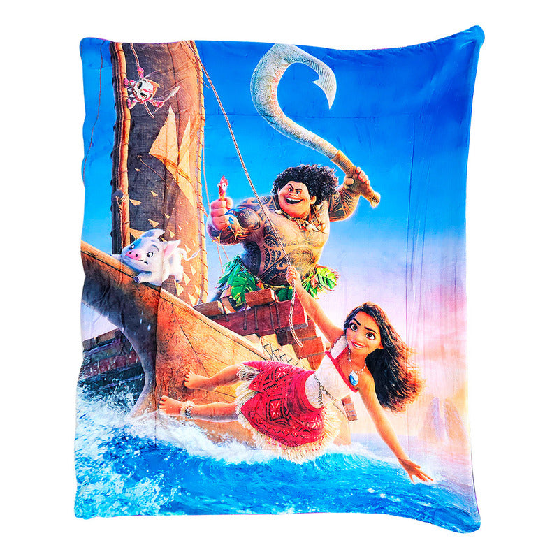 Cobertor Borrega Matrimonial 1.80x2.2m Infantil Providencia® Color Multicolor Diseño De La Tela Moana 2 Kg